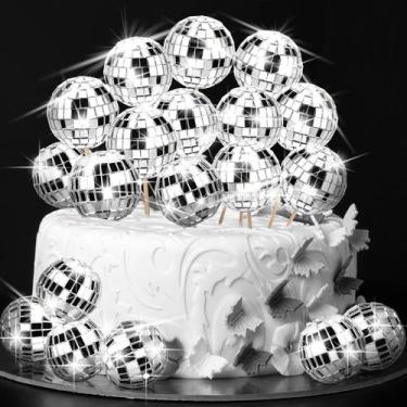 Imagem de Toppers Disco Ball Cake Tessco for You Silver 3 cm 40 unidades