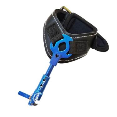Imagem de JIANZD Auxílio de liberação de arco composto para tiro com arco - Pulseira de pinça rotativa 360 para caça e tiro ao alvo - azul