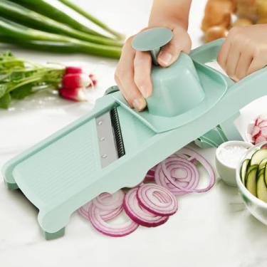 Imagem de Fatiador de alimentos bandolim para cozinha, cortador de vegetais dobrável, cortador de espaço, cortador de vegetais, prático cortador de bandolim, fácil de usar, fatiador de bandolim, multifuncional