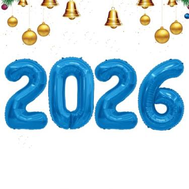 Imagem de Balões de 2026, balões com números de 101 cm, balões de feliz ano novo para artigos de festa de ano novo de 2026, balões de graduação número decorações classe de 2026, decorações de festa de