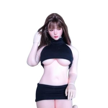 Imagem de ATSTORYTIDE 1/6 Ratio of Women's Clothing，Black Sexy Hip Hugging Skirt Set,1 top+1 Short Skirt