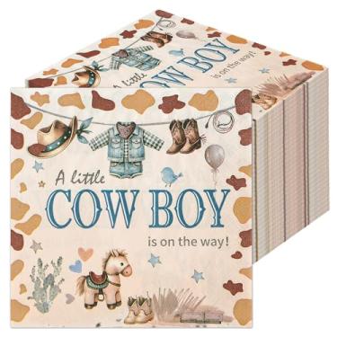 Imagem de Guardanapos de chá de bebê 50 peças A Cow Boy is on His Way Guardanapos de papel descartáveis Weastern Rustic Baby Boy Artigos de festa decorações