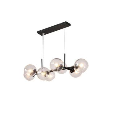 Imagem de Lustre Pendente Jabuticaba 8 Lâmpadas Preto Mesa Jantar