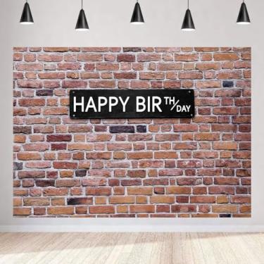 Imagem de Pano de fundo mágico para festa de aniversário 2,1 x 1,5 m poliéster vermelho tijolo parede pano de fundo infantil decoração de mesa de bolo decoração de mesa banner de cabine fotográfica