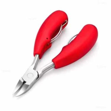 Imagem de Alicate Cortador Desencravador De Unha Profissional Aço Inox cabo verm