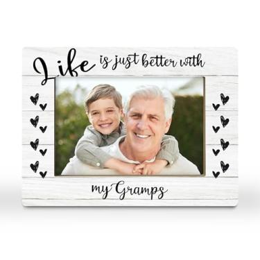 Imagem de CGBHW Porta-retratos para avôs, presentes de netos, netos, melhor avô de todos os tempos, porta-retratos para homens papoula, 10 x 15 cm, horizontal para exibição de mesa