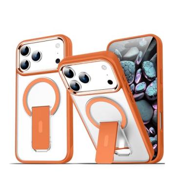 Imagem de LYJSMGZ Capa magnética para Iphone17pro Max/17/17Pro/17Air, evita impressões digitais ocultas com suporte para câmera, proteção surround à prova de choque, laranja, 17Pro