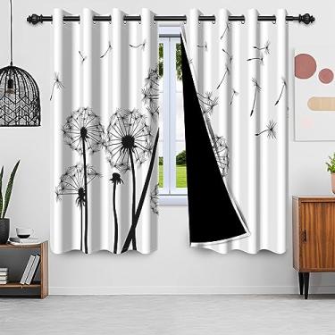 Imagem de SIEDYCV Cortinas blecaute de dente-de-leão florais, 106 x 150 cm, sementes de dente-de-leão, sementes de flores silvestres, cortinas de janela com forro preto, cortinas com isolamento térmico para