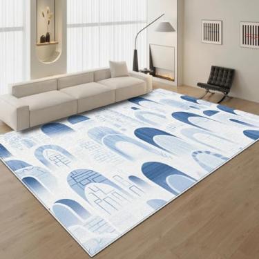 Imagem de Tapete azul grande para sala de estar, quarto, cabeceira, decoração de casa (160 x 200 cm (62 x 78 pol.) / hxx-280806001303)