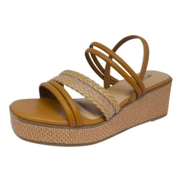 Imagem de Sandália Feminina Anabela Média Tramada Estilo Mississipi