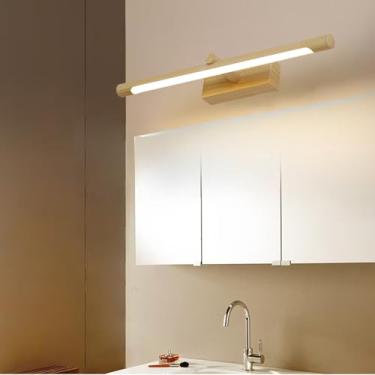 Imagem de Luz de Espelho LED Arandelas de Parede Banheiro Moderno Alumínio Impermeável Arandela Espelho Armário Iluminação Banheiro Iluminação de Parede para Sala de Estar Quarto (Grão de Madeira Luz Natural