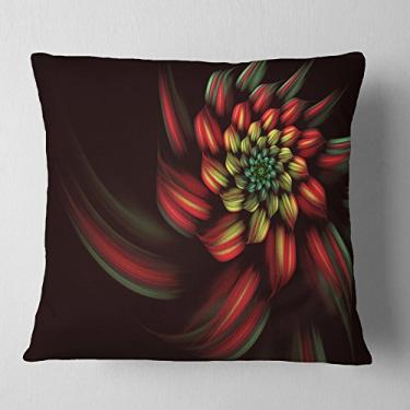 Imagem de Designart Red Abstract Fractal Flower Spiral' Floral Throw Sala de estar, sofá, enchimento de almofada + capa de almofada impressa em ambos os lados 40,64 cm x 40,64 cm