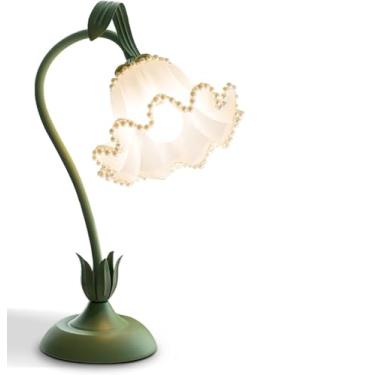 Imagem de Abajur de cabeceira Flores do Campo Quarto Romântico Cabeceira Luz Noturna Atmosfera Luminária de Mesa Decorativa com(Green)