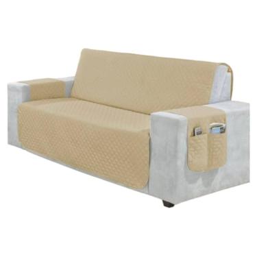 Imagem de Capa Para Sofá RetráTil 2 E 3 Lugares (1,00-2,20m) – Protetor Matelada Com Porta Objetos(BEGE,1 LUGAR POLTRONA 50cm/ Largura)