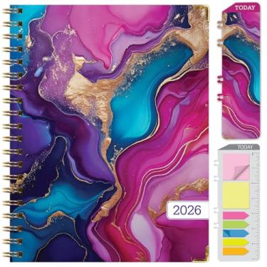 Imagem de Agenda Hardcover 2026, 21,6 cm x 28 cm: 14 meses (novembro de 2025 a dezembro de 2026), agenda mensal diária, agenda anual, marcador de livro, pasta de bolso e conjunto de notas adesivas (mármore rosa
