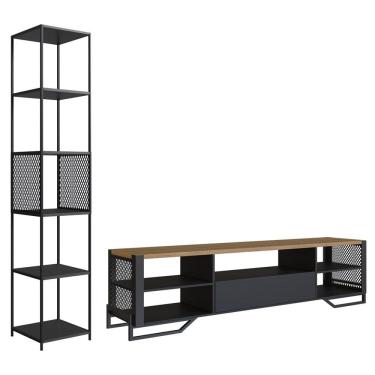 Imagem de Rack 1 Gaveta Estante Com Prateleira Industrial 17X23 Preto Mell PP