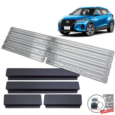Imagem de Soleira Aço Inox Nissan Kicks 2022 / Prata Alto Relevo