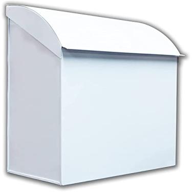 Imagem de NACH MB-7000WT Caixa de correio Baxter Branca - Caixas de correio à prova d'água e à prova de ferrugem para o exterior Feito com aço galvanizado - Decoração de porta de correio - 31,5 x 15,2 x 30,5 cm