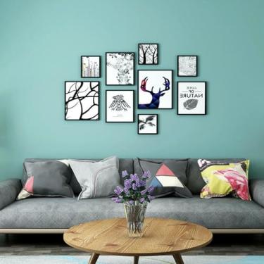 Imagem de ESSMOKO Papel de parede cinza verde simples sala de estar quarto escritório fundo moderno decoração adesivos material não tecido não autoadesivo impermeável papel de parede cinza verde 53 * 950 cm