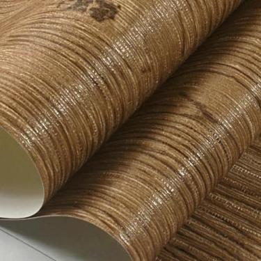 Imagem de ESSMOKO Papel de parede 3D textura moderna chinesa grão de madeira engenharia papel de parede PVC material impermeável sala de estar loja de roupas hotel restaurante adesivo decorativo âmbar 53 * 950