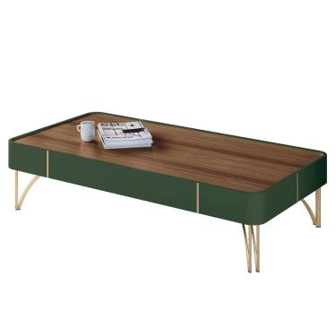 Imagem de Mesa de Centro Para Sala Pés de Aço Alane H01 Pistache/Castanho - Mpozenato