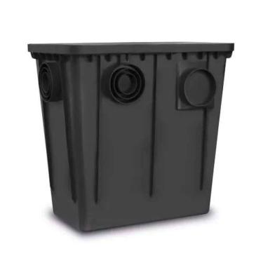 Imagem de Caixa Gordura 52 Litros 52x33 Cm Com Cesto Preta Sistema Entrada Saída Tubos 100mm, 75mm, 50mm Roma