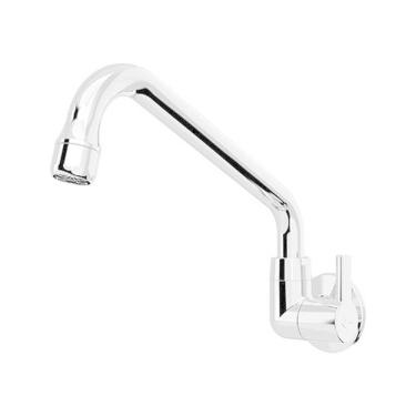 Imagem de Torneira Cozinha Parede Bica Baixa Cromada - Blukit 1/2 Com Redutor De Vazão