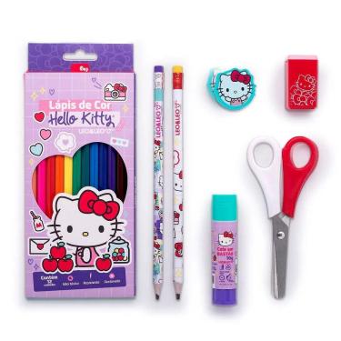 Imagem de Kit Escolar Hello Kitty 6 Peças 12 Lápis de Cor Leo & Leo