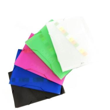 Imagem de Pasta Sanfonada A4 com 12 Divisórias em Plástico - Pasta Organizadora para Documentos Escolares e de Trabalho, Tamanho Ofício 330x235mm Impermeável - Cores Variadas(Cor aleatória)