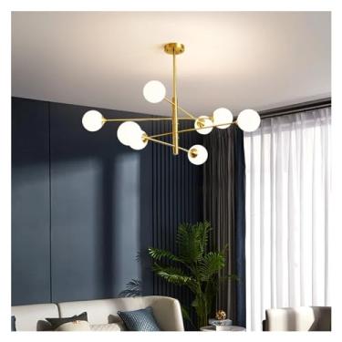 Imagem de Lustre de teto moderno com bola de vidro LED preto dourado compatível com quarto sala de estar sala de jantar mesa luminária pendente lustres luminária iluminação lustre luminária