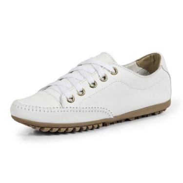 Imagem de Sapatênis Tênis Feminino Casual Couro Flay Izabela Araújo - 100 - Branco Cor:Branco;Tamanho:35