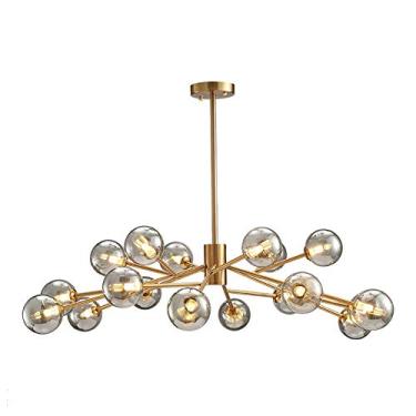 Imagem de Lustre 12 Luzes Nordic Pendant Lighting Lustre de meados do século Luminária de teto industrial para cozinha Sala de jantar Sala de estar, cor transparente, 15 luzes