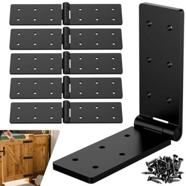 Imagem de Lipshome Dobradiças de portão resistentes, dobradiça preta com parafusos, dobradiças ajustáveis para porta de pátio de cerca de madeira (conjunto com 3)