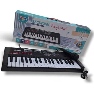 Imagem de Teclado Musical Infantil 37 Teclas Com Microfone E Fonte Preto - NoBra