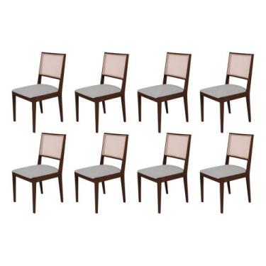 Imagem de Conjunto com 8 Cadeiras de Jantar Suellen em Madeira e Mdf Castanho Li