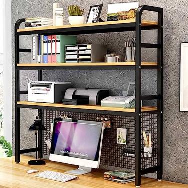 Imagem de Estante de mesa de mesa de mesa expansível de madeira para mesa organizadora de mesa de escritório prateleira de exibição de madeira montada estante ajustável para exibição de bancada ajustável (