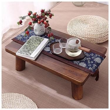 Imagem de Banqueta de madeira, mesa de chão, janela salediça, mesa de chá, mesas de chão, altura de meditação e chá, mesa baixa multifuncional (castanho 80 x 40 x 30 cm)