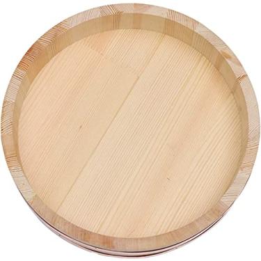 Imagem de P9IDEDFH Banheira de mistura de arroz japonês-coreano, pote de pedra de borda de cobre, recipiente de barril de madeira para cozinhar adequado para casa, hotel, restaurante de sushi, 5015 cm (45 * 15