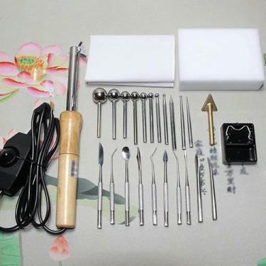 Imagem de LGEOELIAS Ferramentas de fabricação de flores artificiais de 22 cabeças, conjunto de ferramentas de fabricação de flores falsas DIY com temperatura ajustável, fabricante de flores de tecido elétrico
