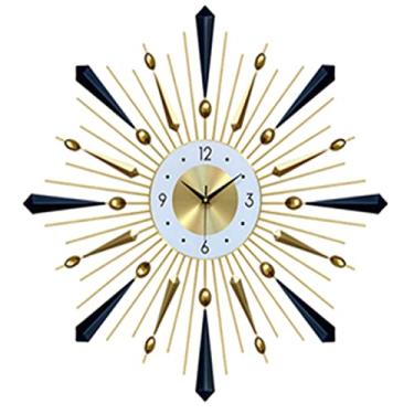 Imagem de WYUYIWH Relógio de parede para sala de estar familiar, arte moderna, leve, luxuoso, relógio de parede moderno, estilo simples, decoração para sala de estar, decoração de metal, decoração de parede