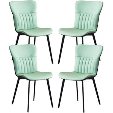 Imagem de ZYHSIJOBAS Cadeira de jantar, cadeiras modernas para sala de jantar, cadeiras de jantar estofadas, conjunto de 4, cadeiras laterais de couro PU à prova d'água com pernas de aço carbono para