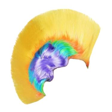 Imagem de simhoa Peruca punk de rua dos anos 80, peruca feminina e masculina de Halloween para cosplay, festa temática de Halloween, Amarelo