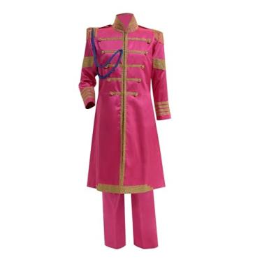 Imagem de Men's 1960's British Pop-Star Costume Adults 60's Rock Band Musician Cosplay Jacket Costume Suit (XS, Pink)