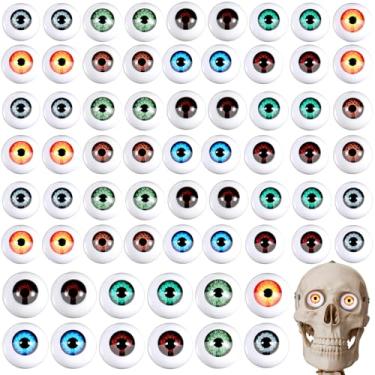 Imagem de 64 peças de globos oculares de Halloween assustadores realistas adereços de plástico meia máscara de terror adereços de olhos de boneca para festa de Halloween suprimentos de artesanato decoração