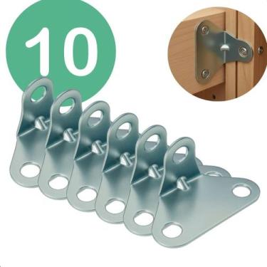 Imagem de Kit 10 unidades Cantoneira 3 furos Zincado Para Moveis Paredes E Armar