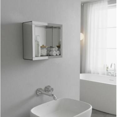 Imagem de Nicho Parede Sala Banheiro Espelho Prata Decoração - Inova Decor