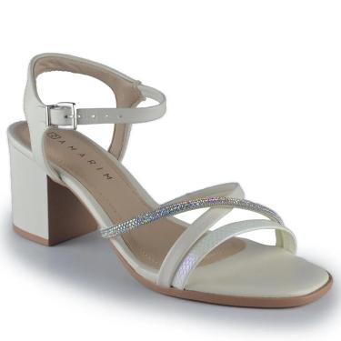 Imagem de Sandália Fem Ramarim Salto Bloco Brilho Off White 24-31204