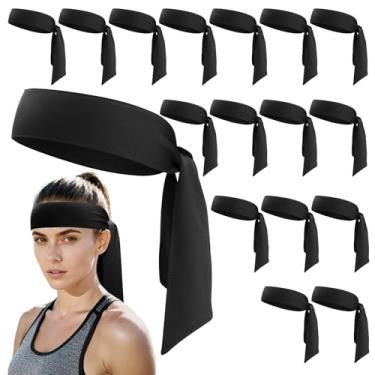 Imagem de ONUPGO 18 peças de tiaras de cabeça para homens e mulheres, faixa de transpiração esportiva ajustável, faixa de cabeça ninja para karatê, faixa de cabeça para treino com absorção de suor para esportes
