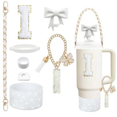 Imagem de Conjunto de acessórios de copo Stanley de 8 peças para copo Stanley Cup de 850 g 1,134 g com alça, incluindo tampa de palha e bota, tampa à prova de derramamento, pingente de alça, adesivo de iniciais