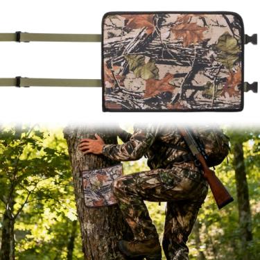 Imagem de HFYZZ Almofada de joelho de 42 cm x 28 cm para caça em sela, almofada de camuflagem 2 em 1 para abraçar árvores para ajoelhar e sentar, almofada de joelho dupla com alça de árvore ajustável para